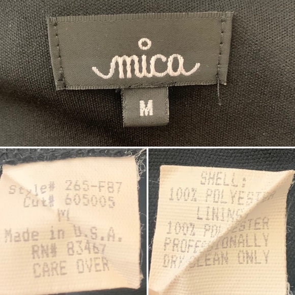 Vintage 90s Mica Black and White Print Mesh Midi Dress Medium - Picture 7 of 7